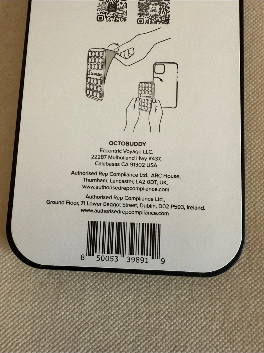 Octobuddy Black/Mirror Suction Phone Grip Mount